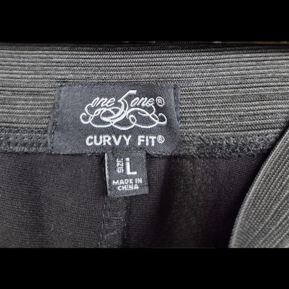 One 5 One Charcoal Black Leggings with Ribbed Detail Large - Picture 2 of 3